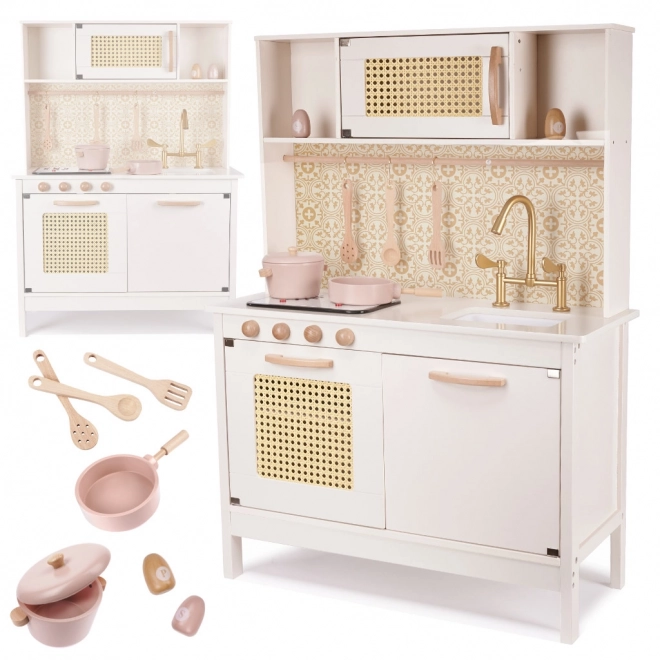 Cucina giocattolo in legno stile retro con accessori Boho