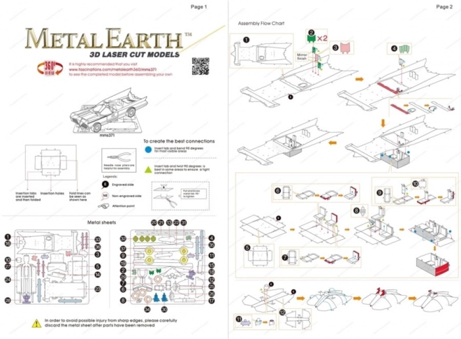 Puzzle 3D Metal Earth Batmobile Serie TV