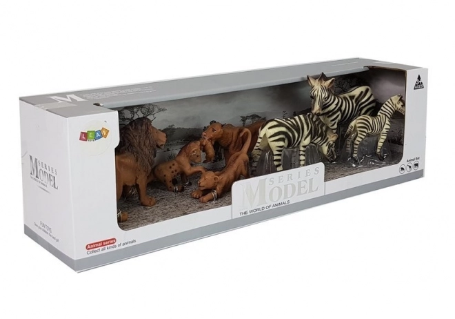 Set di Figure Africa Animali Selvaggi Leoni e Zebre