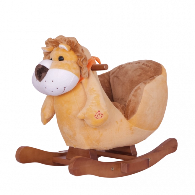Leone a dondolo con sciarpa arancione per bambini