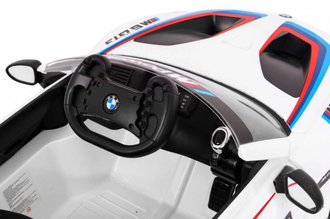 BMW M6 GT3 Auto a batteria per bambini Bianco + ventilazione + suoni MP3 Luci + telecomando