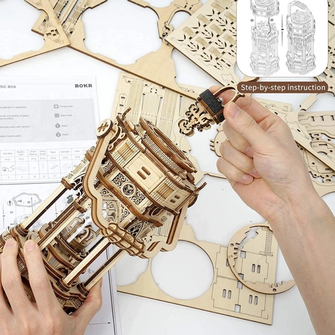 Lanterna Vittoriana 3D Puzzle in Legno Illuminato con Carillon