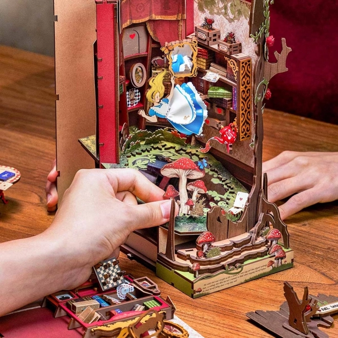 Fermalibri con diorama 3D Viaggio nel paese delle meraviglie