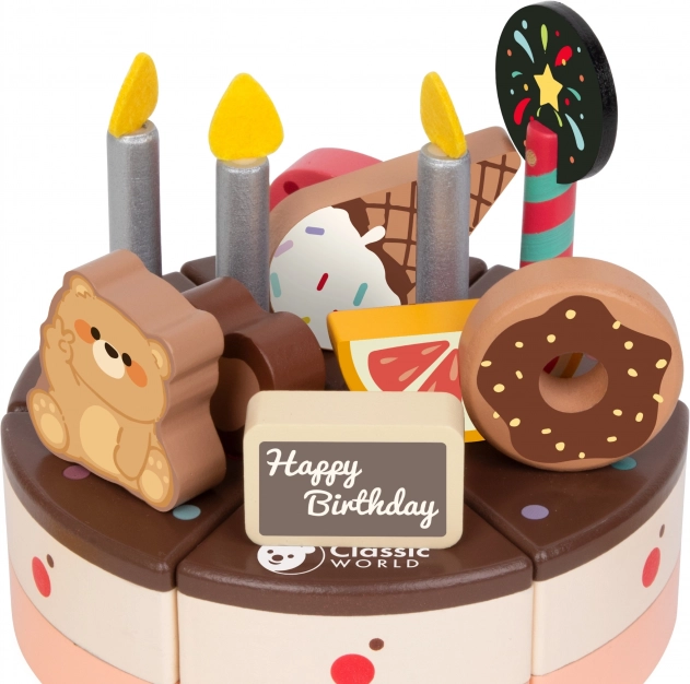 Torta di compleanno in legno da tagliare 19 pezzi