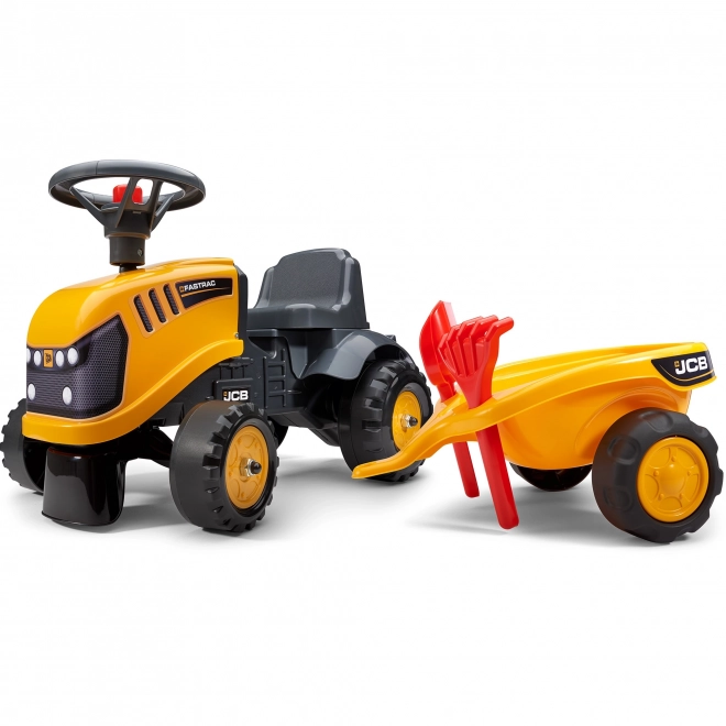 Odrážedlo Baby JCB giallo con rimorchio e pala