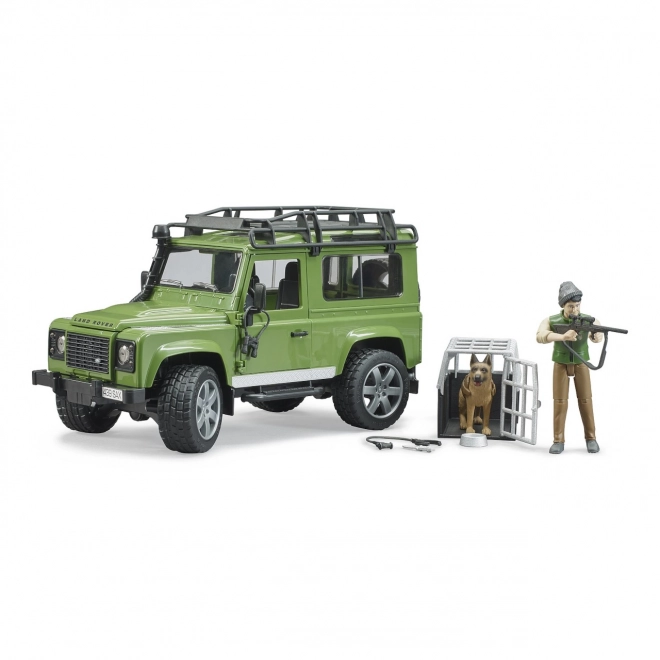 Land Rover Defender con Figurine Cacciatore e Cane di Bruder