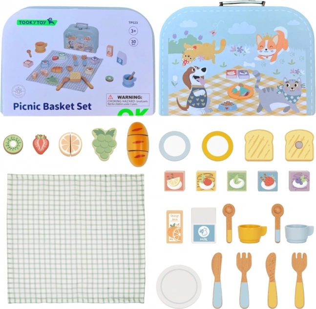 Set da Picnic in Legno con Frutta da Tagliare