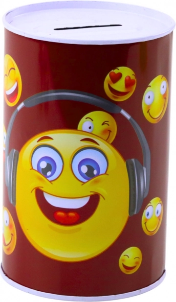 Salvadanaio in metallo Emoji blu e marrone