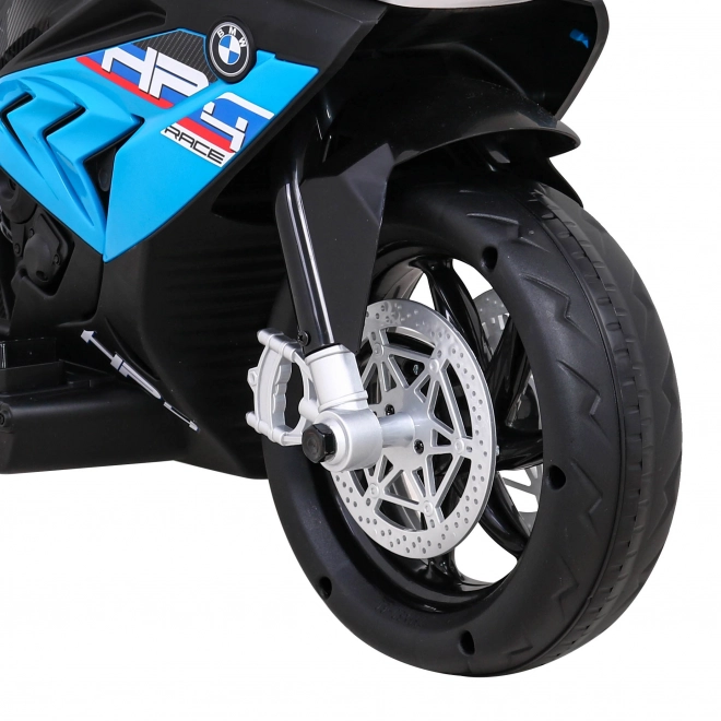 BMW HP4 Motocicletta per bambini a batteria Blu + 3 ruote + LED + MP3 USB + Pelle Eco