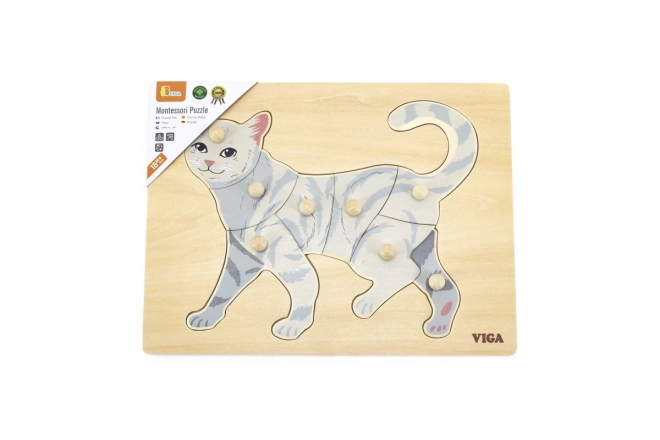 Puzzle sensoriale in legno - Gatto