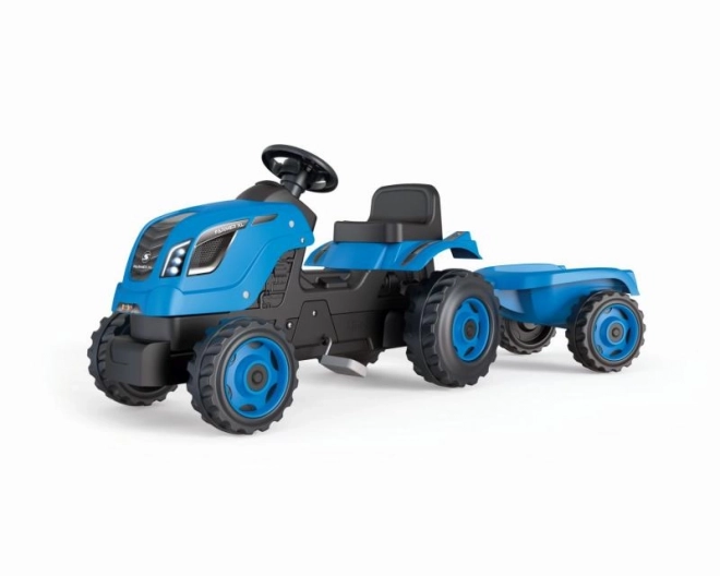 Trattore a pedali Farmer XL blu con rimorchio