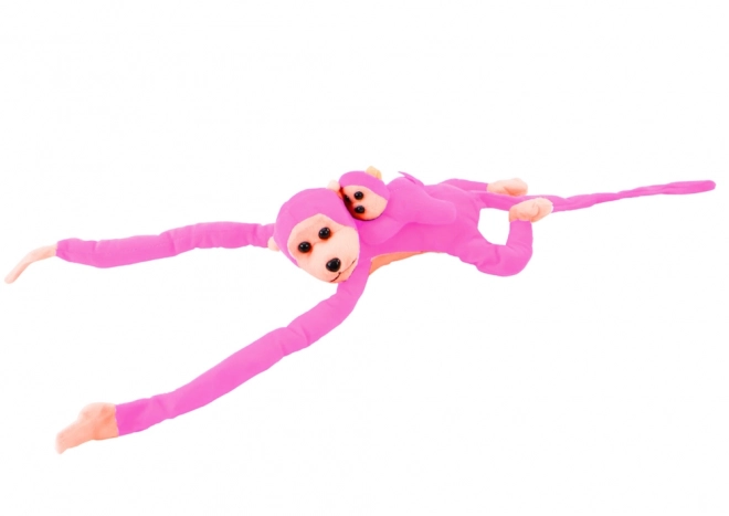 Scimmietta di peluche con cucciolo rosa 90 cm