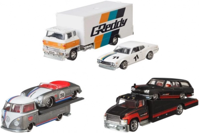 Camion Hot Wheels con auto da corsa