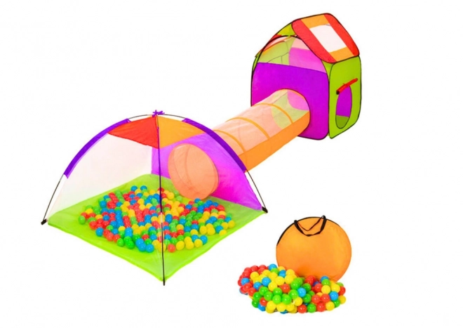 Set da gioco 3 in 1: Casetta, Tenda e Tubi con Palline Colorate