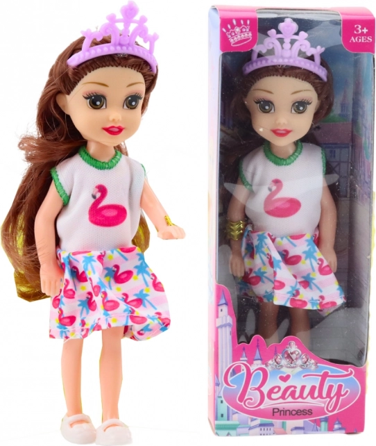 Mini bambola principessa con corona vestiti colorati 14 cm