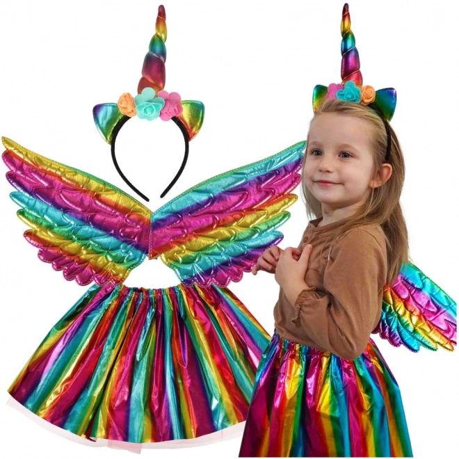 Costume da unicorno multicolore con gonna e fascia