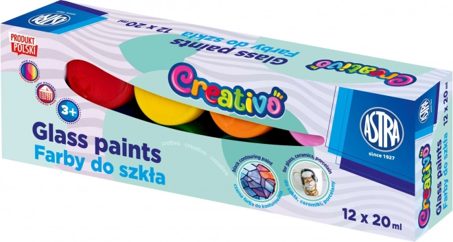 ASTRA CREATIVO colori per vetro 12×20 ml