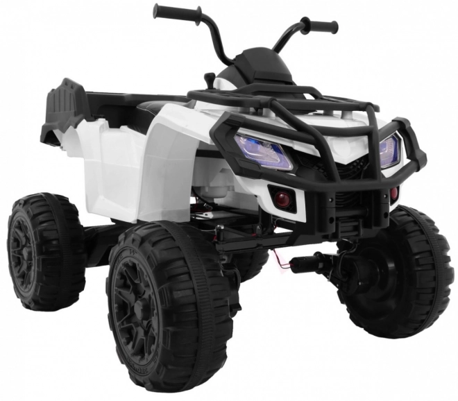 Quad XL a batteria per bambini bianco + trazione 4x4 + portabagagli + avvio lento + EVA + LED audio