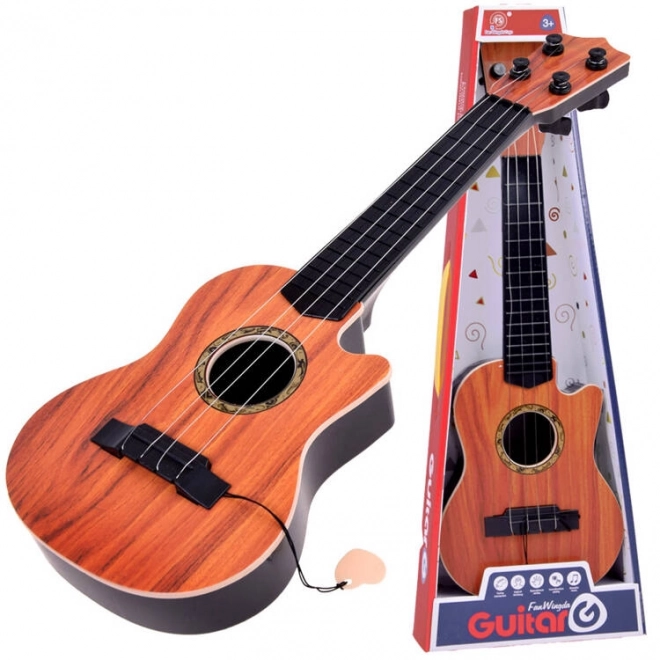 Chitarra a 4 corde per bambini con plettro – marrone scuro