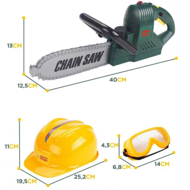 Grande set sega a catena con casco, occhiali e guanti Woopie