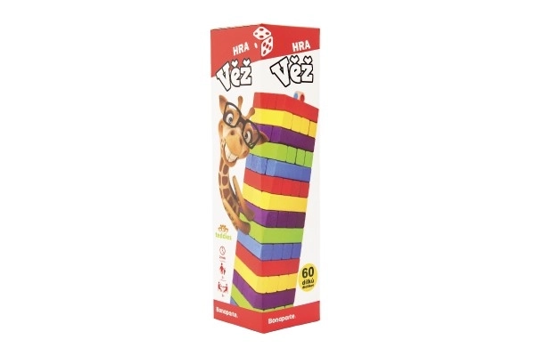 Gioco Torre Legno 60 Pezzi Colorati