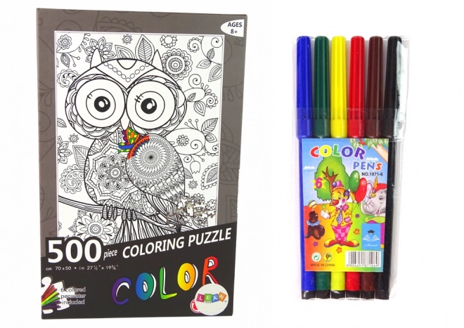 Puzzle da Colorare 500 Pezzi Gufo