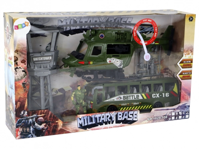 Set Giocattolo Militare con Elicottero e Veicolo da Combattimento