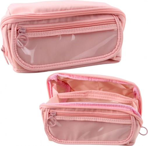 Astuccio espandibile rosa con tasca trasparente