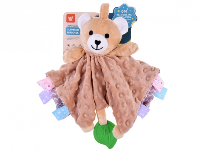 Elefantino di peluche con etichette e massaggiagengive