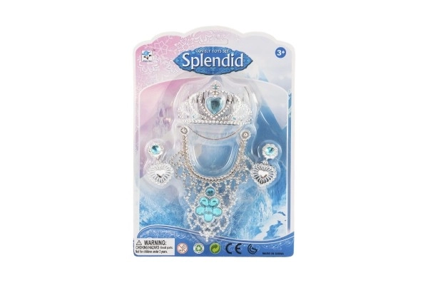 Set bellezza principessa corona+collana+orecchini plastica su scheda 18x25x3cm