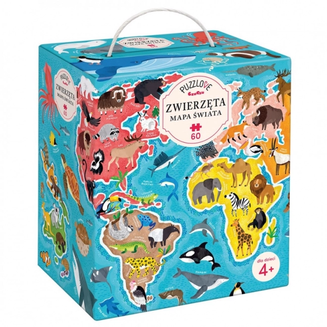 Puzzle Puzzlove 60 Pezzi - Mappa del Mondo Animali