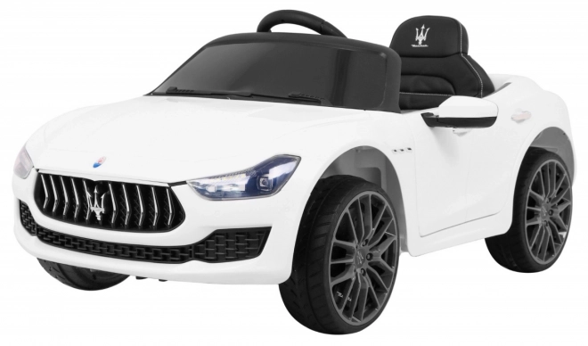 Maserati Ghibli batteria per bambini Bianco + Telecomando + Avvio lento + EVA + MP3 USB + LED
