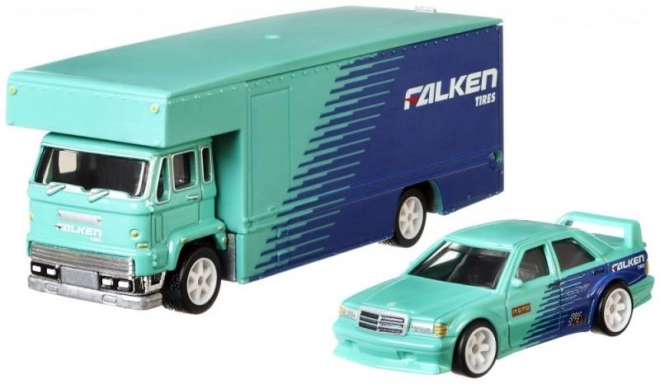 Camion Hot Wheels con auto da corsa