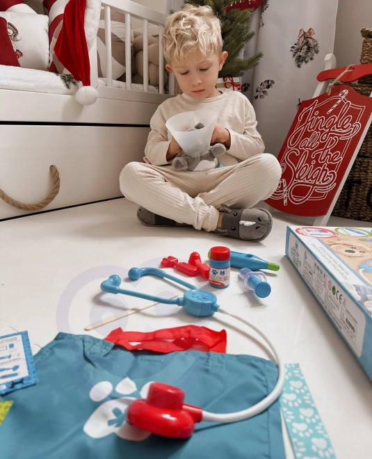 Set veterinario per bambini con gatto e borsa