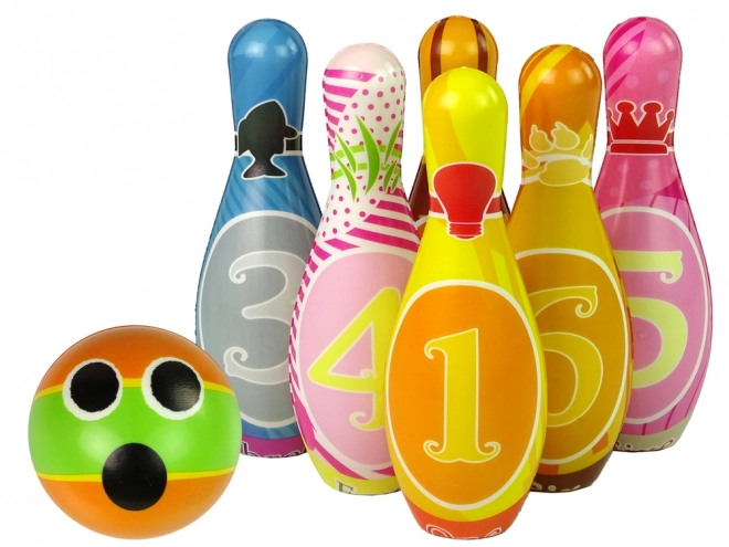 Set da Gioco Bowling Morbido 6 Pezzi Colorati con Palla e Numeri