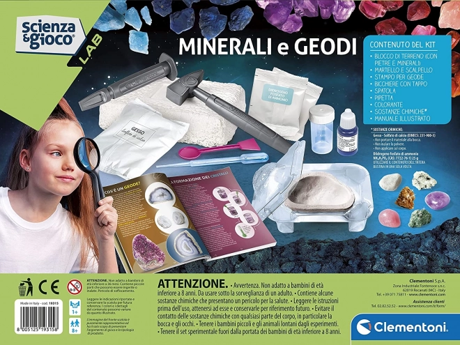 Clementoni scienza e gioco laboratorio di minerali e geodi