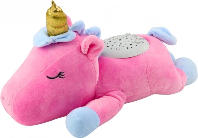 Unicorno rosa in peluche con proiettore e ninna nanne