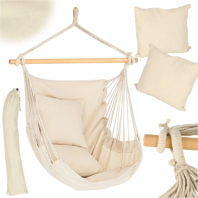 Poltrona Sospesa Brasiliana 130 cm Beige con Poggiapiedi