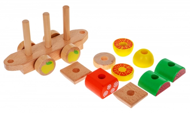 Locomotiva in legno con sorter per bambini 3+ Gioco sensoriale + 27 blocchi