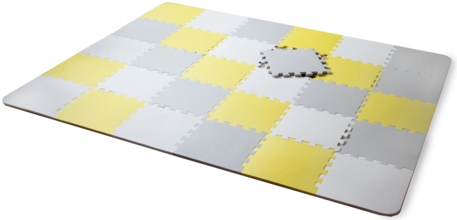 Tappeto puzzle in schiuma Kinderkraft Luno giallo-grigio 30 pezzi