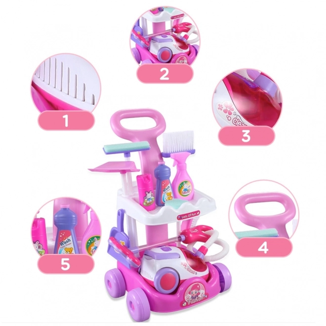 Set pulizie per bambini con carrello e aspirapolvere Woopie
