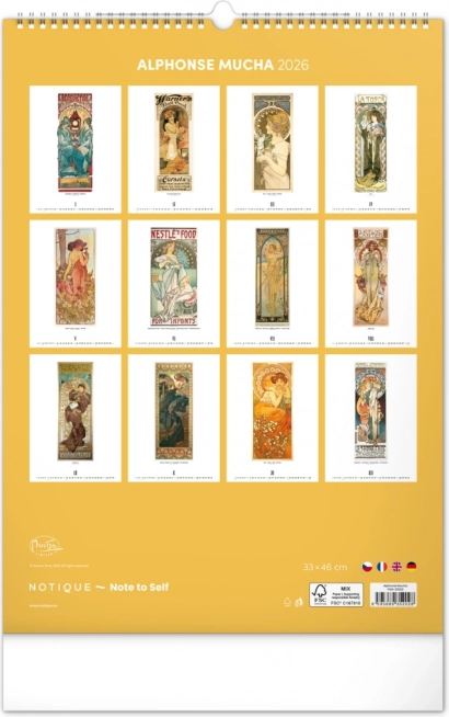 Calendario da parete Alfons Mucha 2026