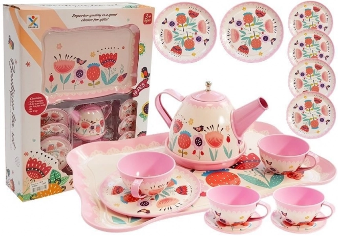 Set da tè per bambine con tazze e teiera - 14 pezzi