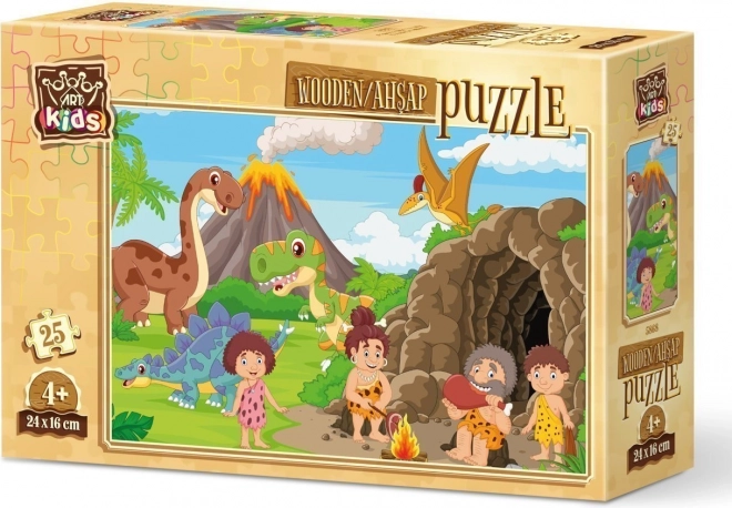 Puzzle in legno famiglia dell'età della pietra