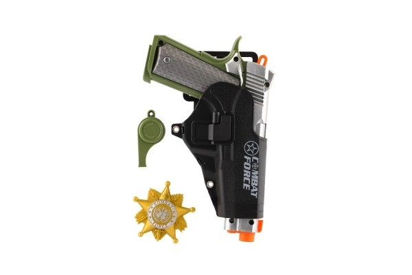 Pistola con accessori plastica a batteria con suono e luce in scatola 25x25x4cm