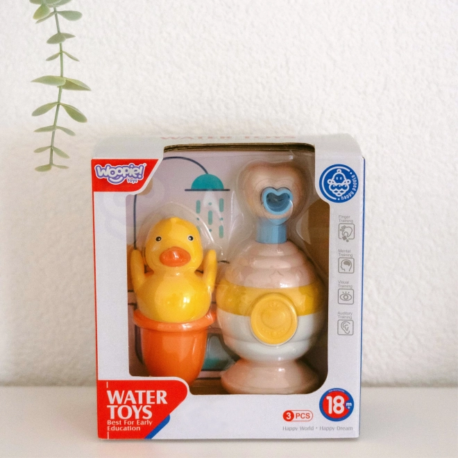 Set bagnetti per bambini con bicchiere, anatra e dispenser sapone