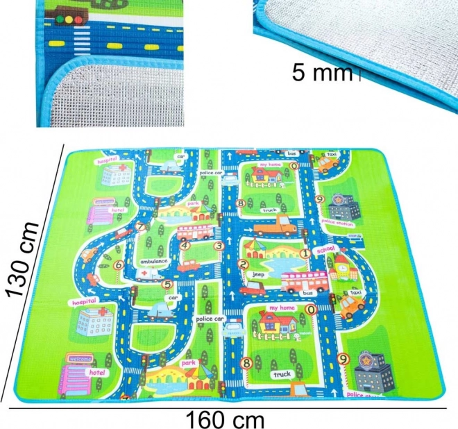 Tappetino da gioco pieghevole per bambini in schiuma con motivo stradale 160 x 130 cm