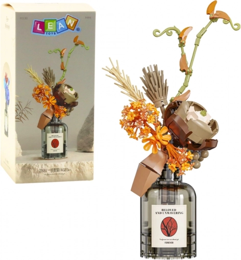 Costruzione floreale Bouquet autunnale di fiori in vaso beige-marrone, 362 pezzi