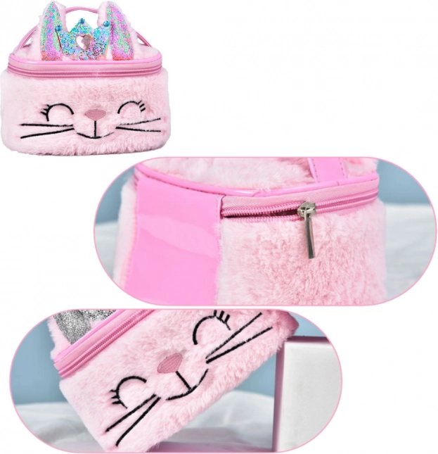 Borsetta cosmetica in peluche per bambini Coniglietto Rosa 20cm