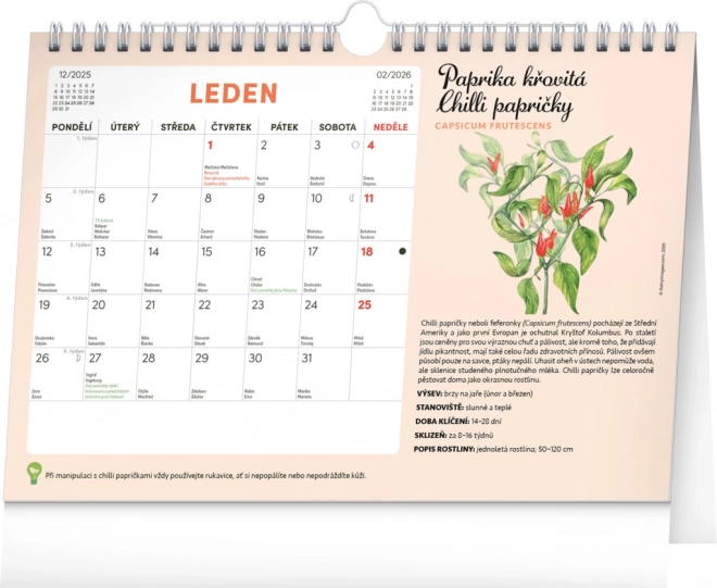 Calendario pianificatore mensile con semi Notique 2026
